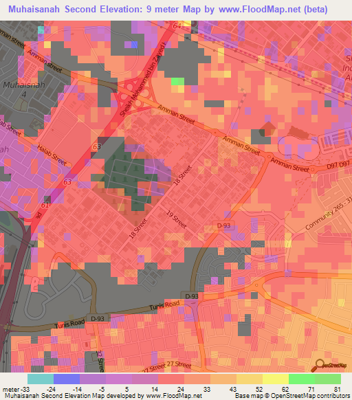 Muhaisanah Second,United Arab Emirates Elevation Map