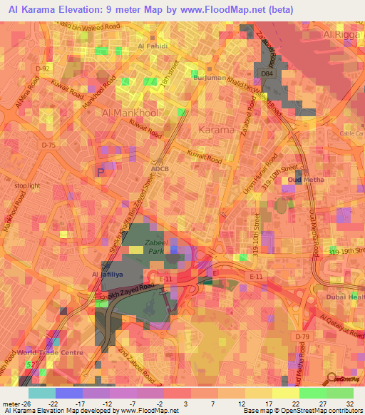 Al Karama,United Arab Emirates Elevation Map