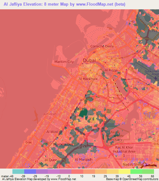 Al Jafliya,United Arab Emirates Elevation Map