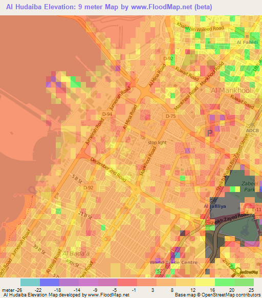 Al Hudaiba,United Arab Emirates Elevation Map