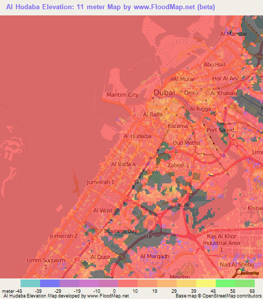 Al Hudaba,United Arab Emirates Elevation Map