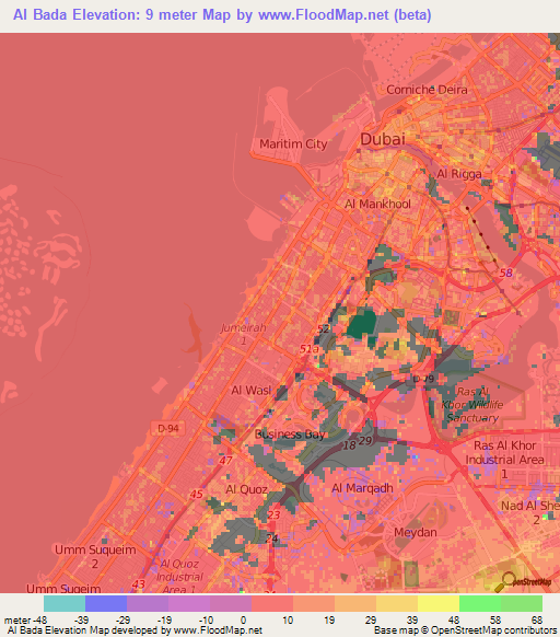 Al Bada,United Arab Emirates Elevation Map