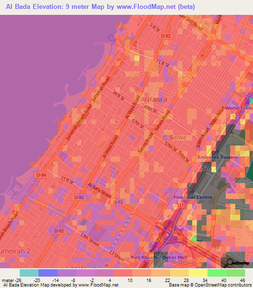 Al Bada,United Arab Emirates Elevation Map