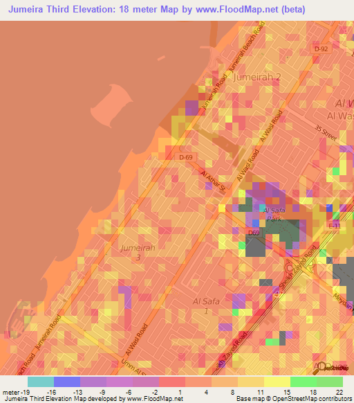 Jumeira Third,United Arab Emirates Elevation Map