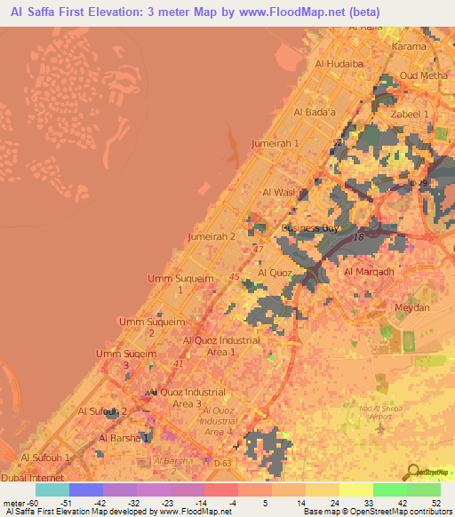 Al Saffa First,United Arab Emirates Elevation Map