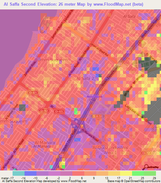 Al Saffa Second,United Arab Emirates Elevation Map