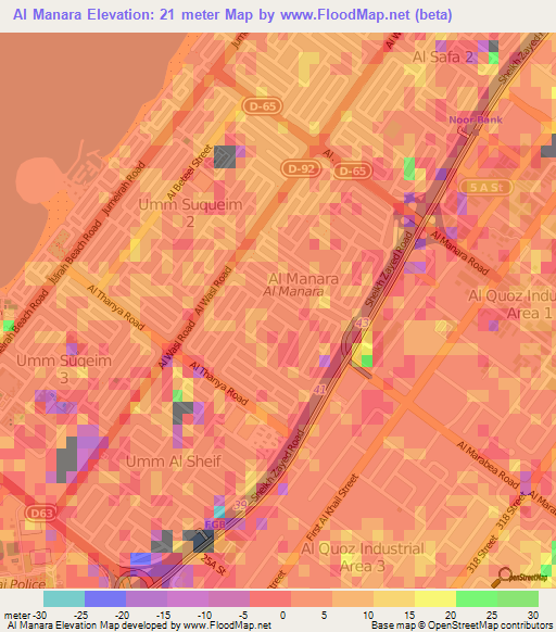Al Manara,United Arab Emirates Elevation Map