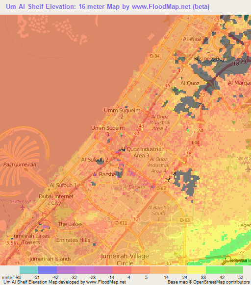 Um Al Sheif,United Arab Emirates Elevation Map