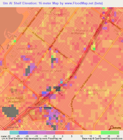 Um Al Sheif,United Arab Emirates Elevation Map