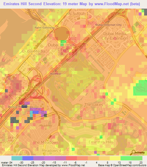 Emirates Hill Second,United Arab Emirates Elevation Map