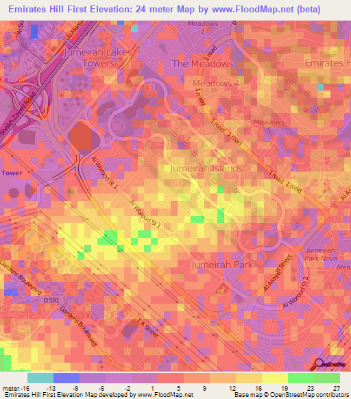 Emirates Hill First,United Arab Emirates Elevation Map