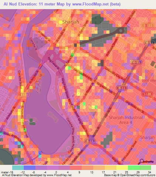 Al Nud,United Arab Emirates Elevation Map