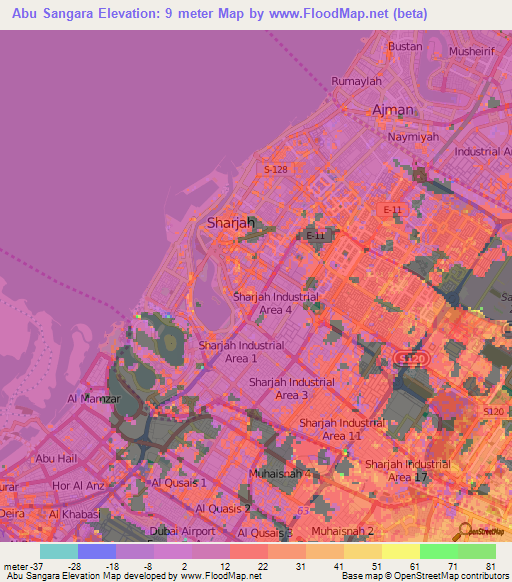 Abu Sangara,United Arab Emirates Elevation Map