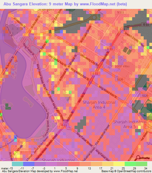 Abu Sangara,United Arab Emirates Elevation Map