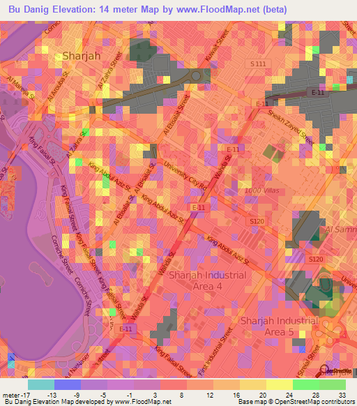 Bu Danig,United Arab Emirates Elevation Map