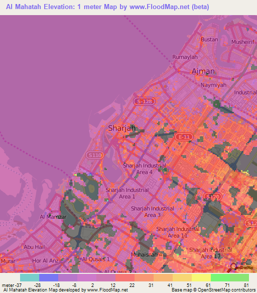 Al Mahatah,United Arab Emirates Elevation Map