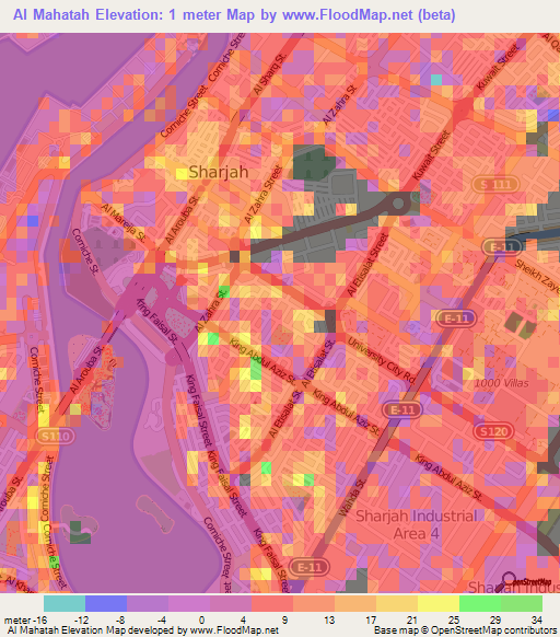 Al Mahatah,United Arab Emirates Elevation Map