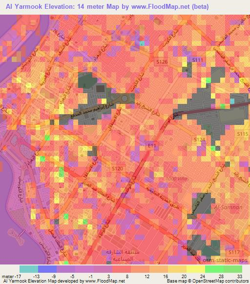 Al Yarmook,United Arab Emirates Elevation Map