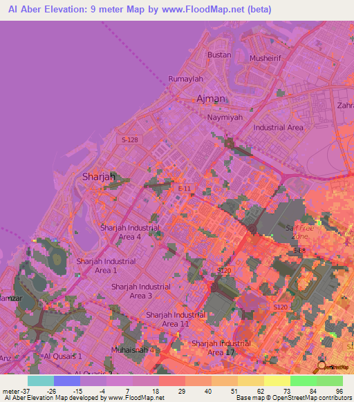 Al Aber,United Arab Emirates Elevation Map