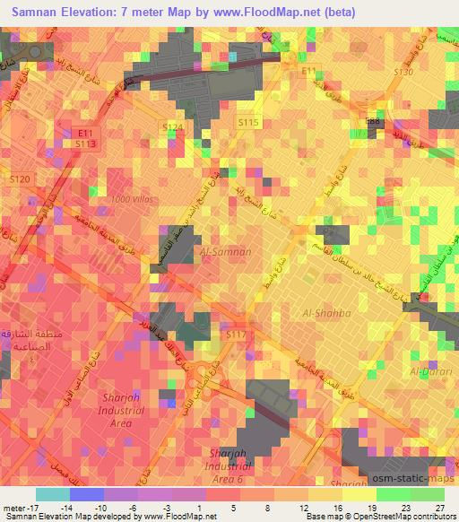 Samnan,United Arab Emirates Elevation Map