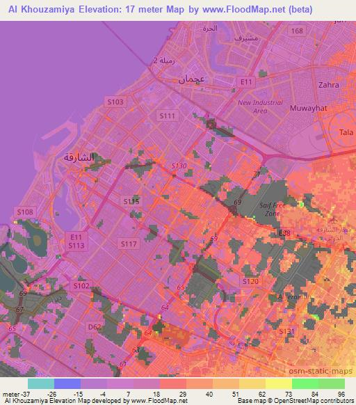 Al Khouzamiya,United Arab Emirates Elevation Map