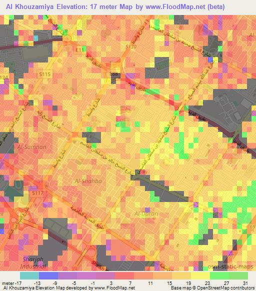 Al Khouzamiya,United Arab Emirates Elevation Map