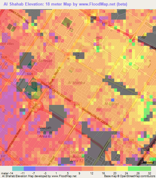 Al Shahab,United Arab Emirates Elevation Map