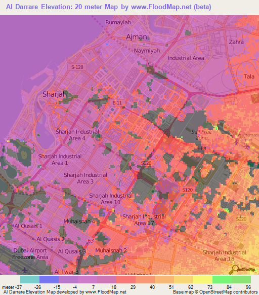 Al Darrare,United Arab Emirates Elevation Map