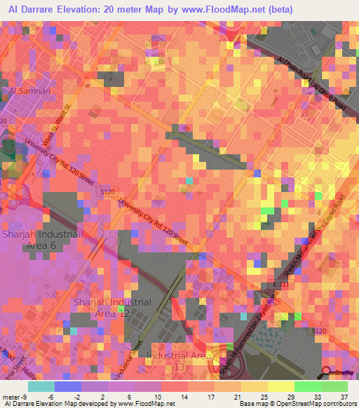 Al Darrare,United Arab Emirates Elevation Map