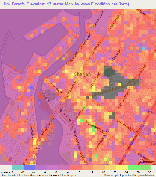 Um Tarrafa,United Arab Emirates Elevation Map