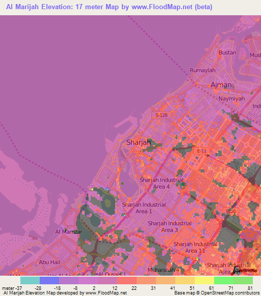 Al Marijah,United Arab Emirates Elevation Map