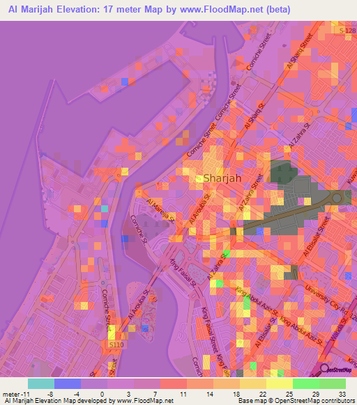 Al Marijah,United Arab Emirates Elevation Map