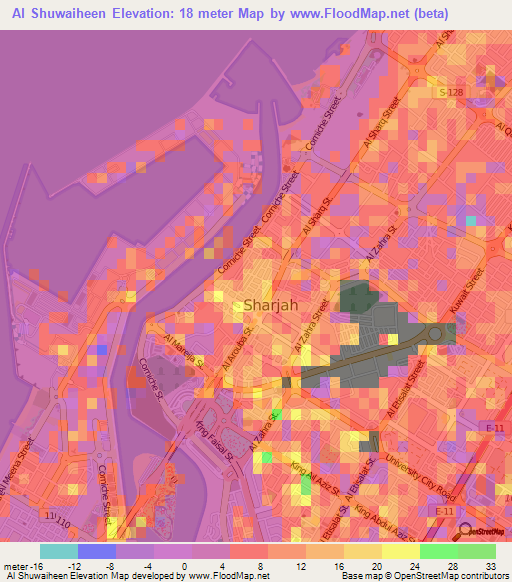Al Shuwaiheen,United Arab Emirates Elevation Map