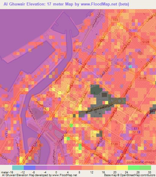 Al Ghuwair,United Arab Emirates Elevation Map