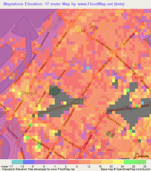 Maysaloon,United Arab Emirates Elevation Map