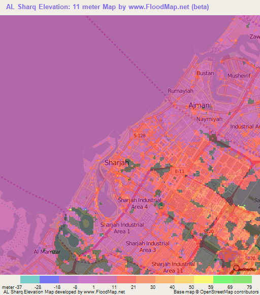 AL Sharq,United Arab Emirates Elevation Map