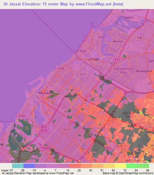 Al Jazzat,United Arab Emirates Elevation Map