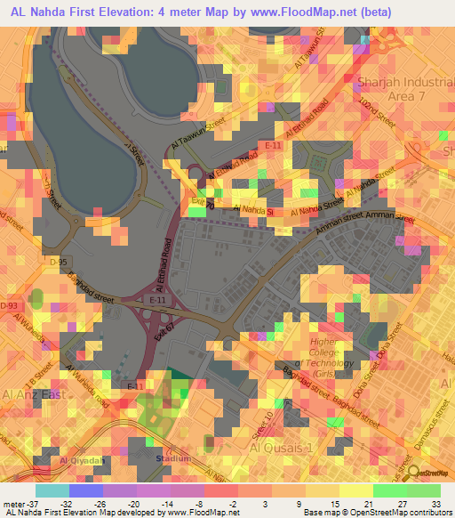 AL Nahda First,United Arab Emirates Elevation Map