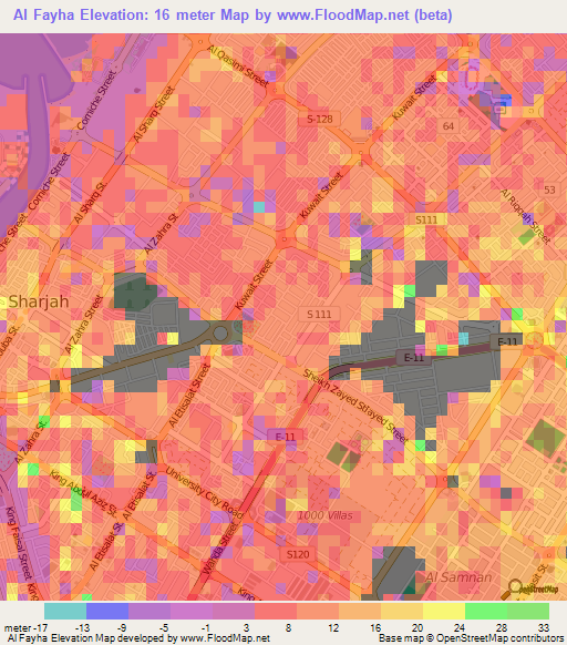 Al Fayha,United Arab Emirates Elevation Map