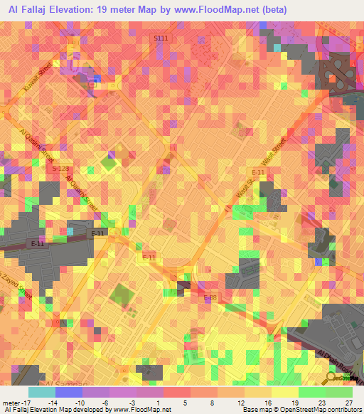 Al Fallaj,United Arab Emirates Elevation Map
