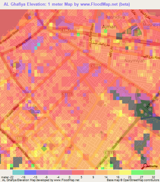 AL Ghafiya,United Arab Emirates Elevation Map
