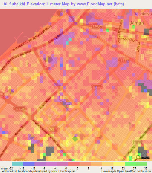 Al Subaikhi,United Arab Emirates Elevation Map