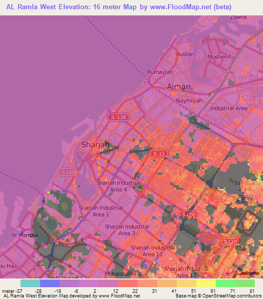 AL Ramla West,United Arab Emirates Elevation Map