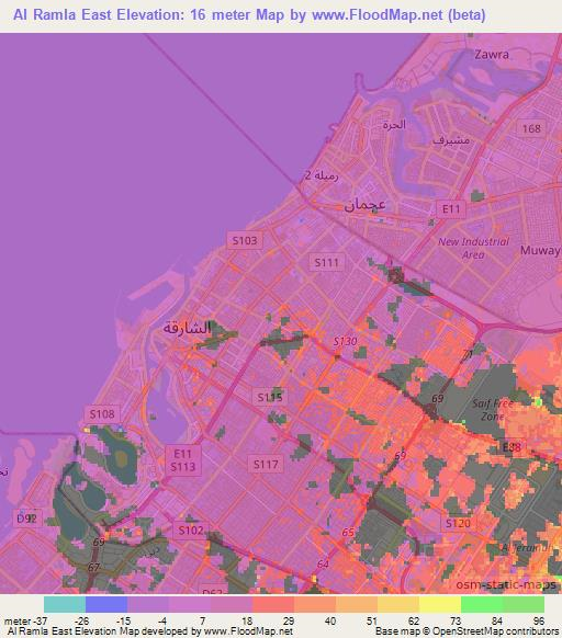 Al Ramla East,United Arab Emirates Elevation Map