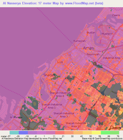 Al Nasserya,United Arab Emirates Elevation Map