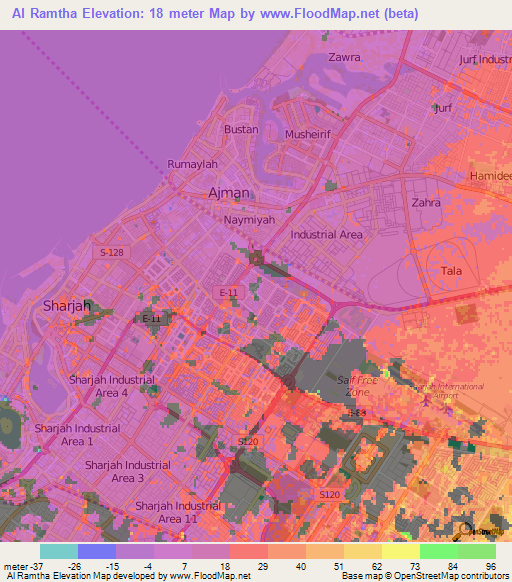 Al Ramtha,United Arab Emirates Elevation Map