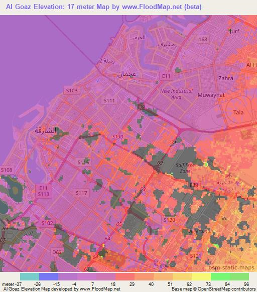 Al Goaz,United Arab Emirates Elevation Map