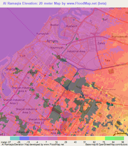 Al Ramaqia,United Arab Emirates Elevation Map