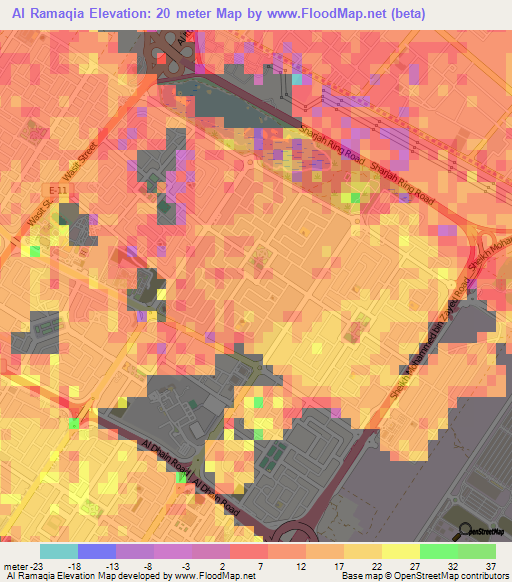 Al Ramaqia,United Arab Emirates Elevation Map