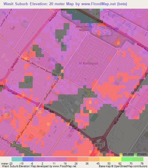 Wasit Suburb,United Arab Emirates Elevation Map